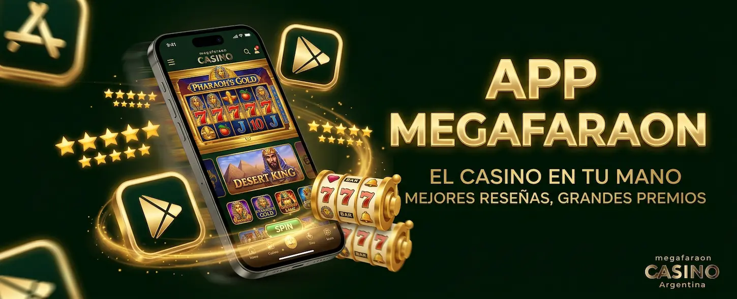 Aplicación móvil de Megafaraon Casino para descargar en Argentina con slots, funciones premium y opiniones de usuarios.